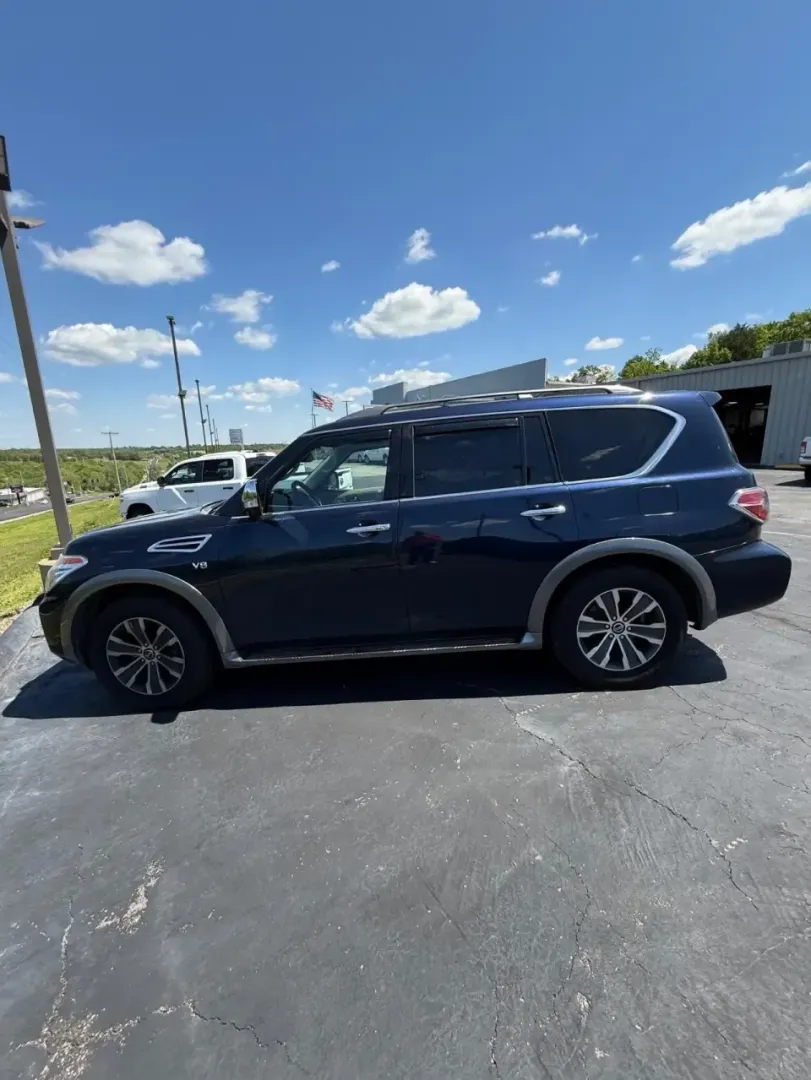 2018 /Almond Nissan Armada SL (JN8AY2NC5J9) with an 5.6L V8 DOHC 32V engine, Automatic transmission, located at 12830 Highway 21, De Soto, MO, 63020, (636) 337-7777, 38.153099, -90.573624 - Load up the family, hitch up the trailer, and point the nose toward a weekend at Washington State Park or a long day on the road to St. Louis-this full-size SUV is built for real life. If you need confident space, V8 power, and four-season capability for Missouri highways, the **2018 Nissan Armada S - Photo#0